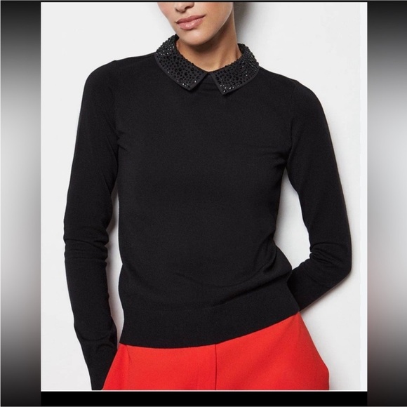 Karen Millen Sweaters - Karenn Millen Sweater Crystal Collar Knit Collection Black New size 0